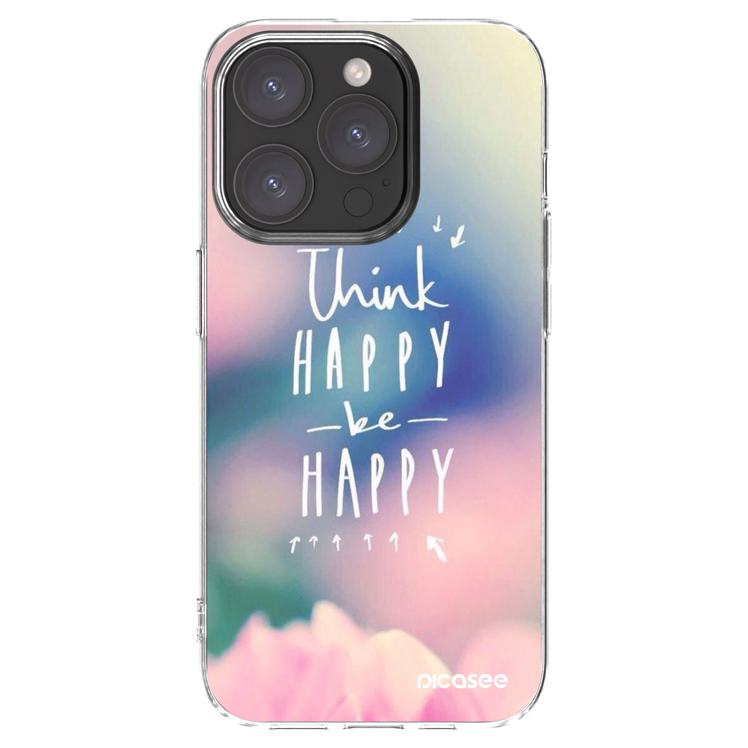 Picasee Apple iPhone 15 Pro Hülle - Transparentes Silikon - Denke positiv!