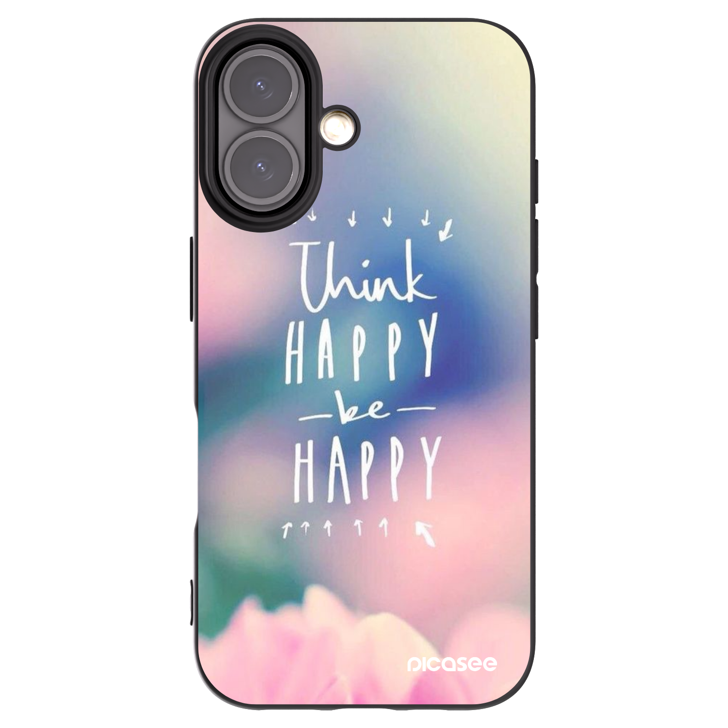 Picasee Apple iPhone 16 Hülle - Schwarzes Silikon - Denke positiv!