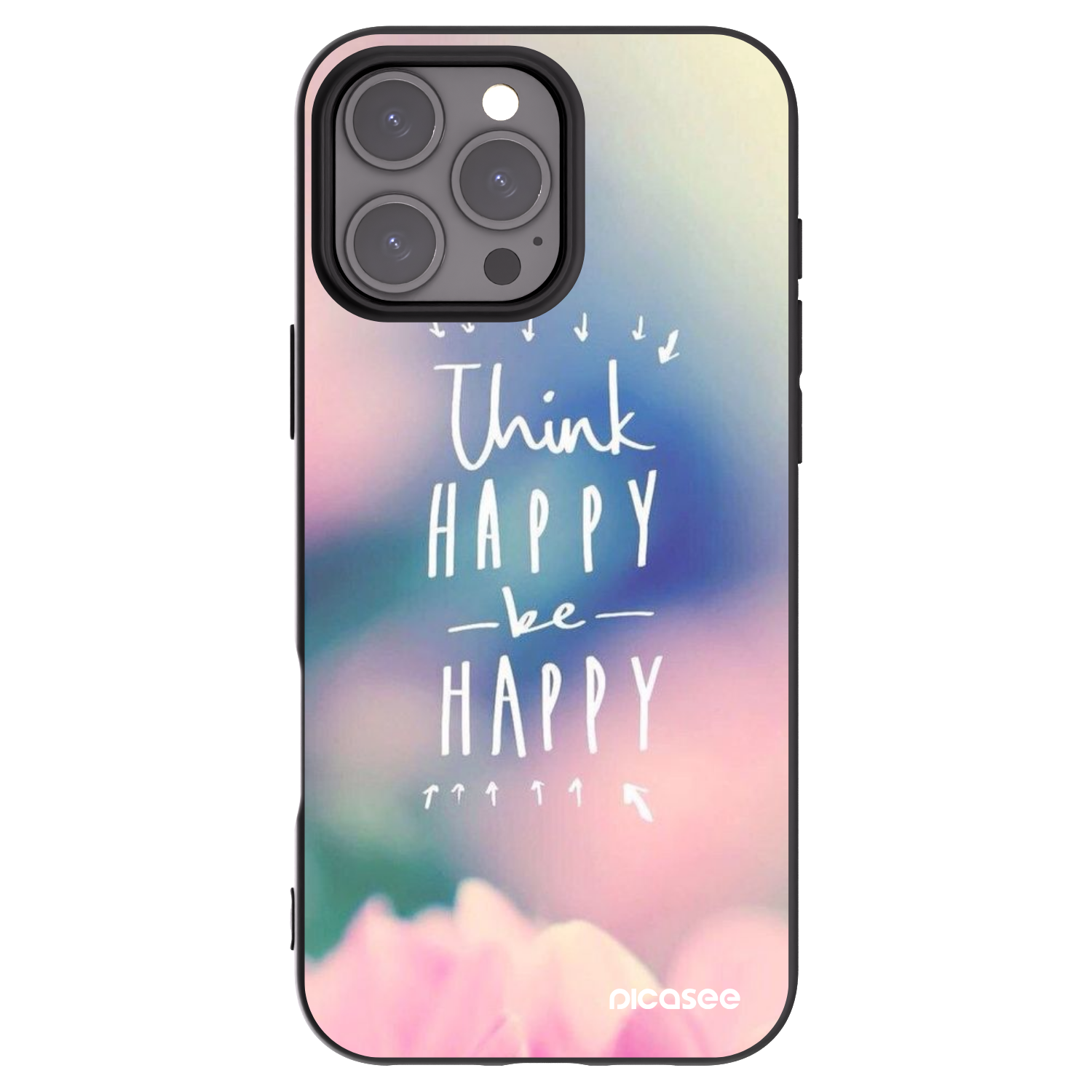 Picasee Apple iPhone 16 Pro Max Hülle - Schwarzes Silikon - Denke positiv!