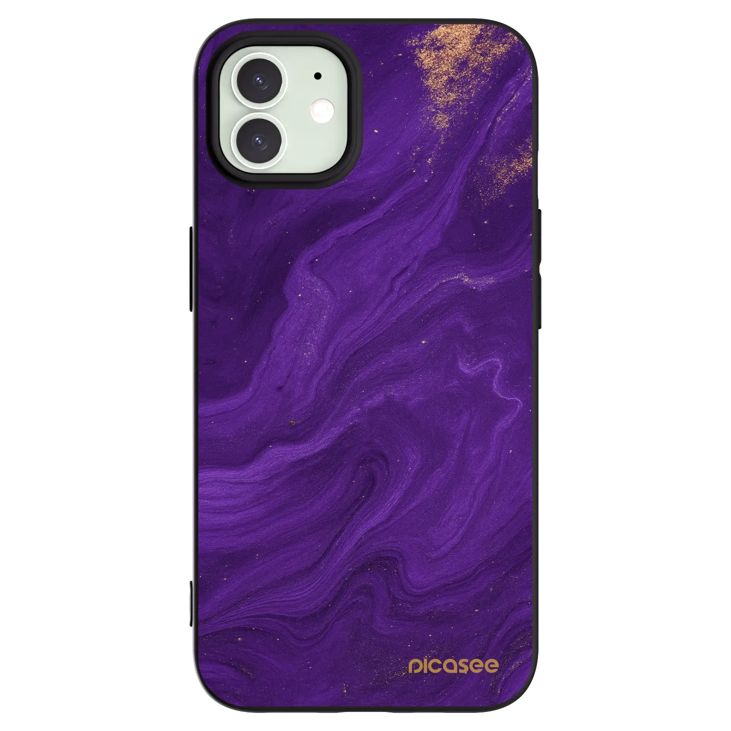 Picasee Apple iPhone 12 Hülle - Schwarzes Silikon - Purple