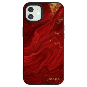 Picasee Apple iPhone 12 Hülle - Schwarzes Silikon - Red