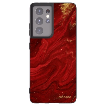 Picasee Samsung Galaxy S21 Ultra 5G G998B Hülle - Schwarzes Silikon - Red