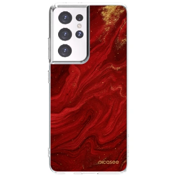 Picasee Samsung Galaxy S21 Ultra 5G G998B Hülle - Transparentes Silikon - Red