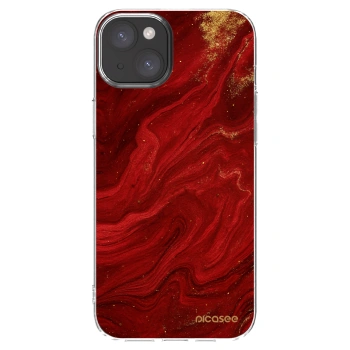 Picasee Apple iPhone 15 Plus Hülle - Transparentes Silikon - Red
