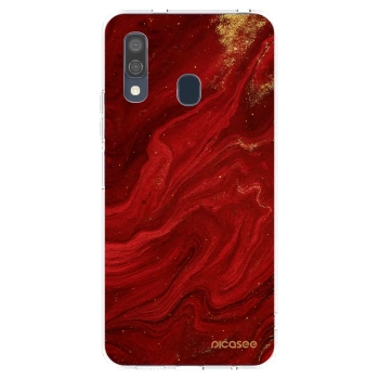 Picasee Samsung Galaxy A40 A405F Hülle - Transparentes Silikon - Red