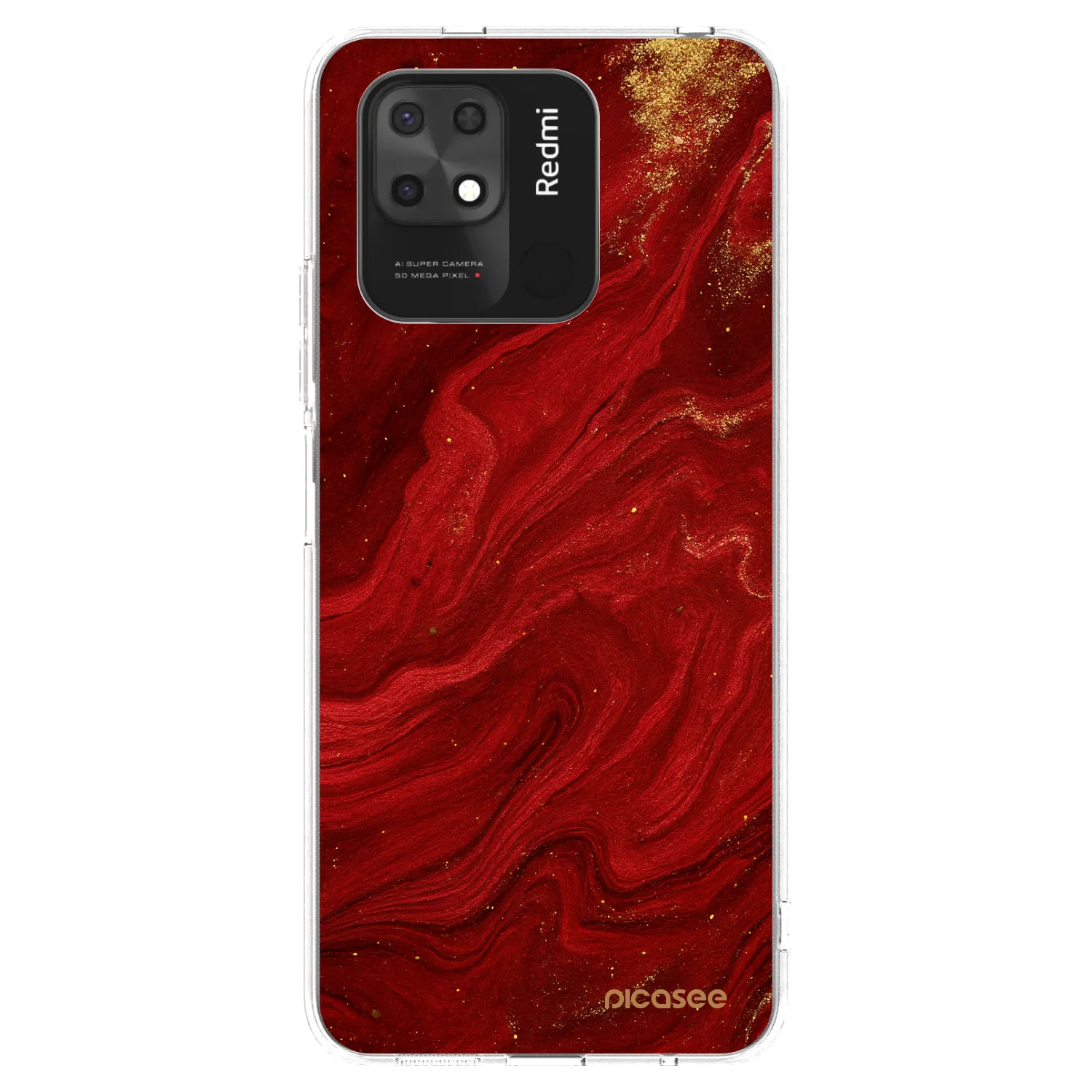 Picasee Xiaomi Redmi 10C Hülle - Transparentes Silikon - Red