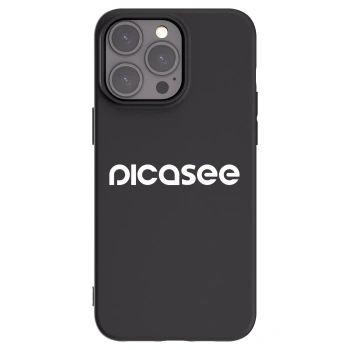 Picasee Apple iPhone 15 Pro Max Hülle - Schwarzes Silikon - Picasee - new logo - white