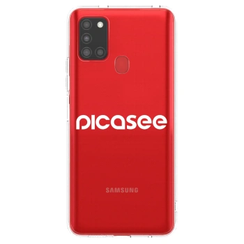 Picasee Samsung Galaxy A21s Hülle - Transparentes Silikon - Picasee - new logo - white