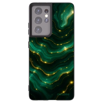 Picasee Samsung Galaxy S21 Ultra 5G G998B Hülle - Schwarzes Silikon - Emerald