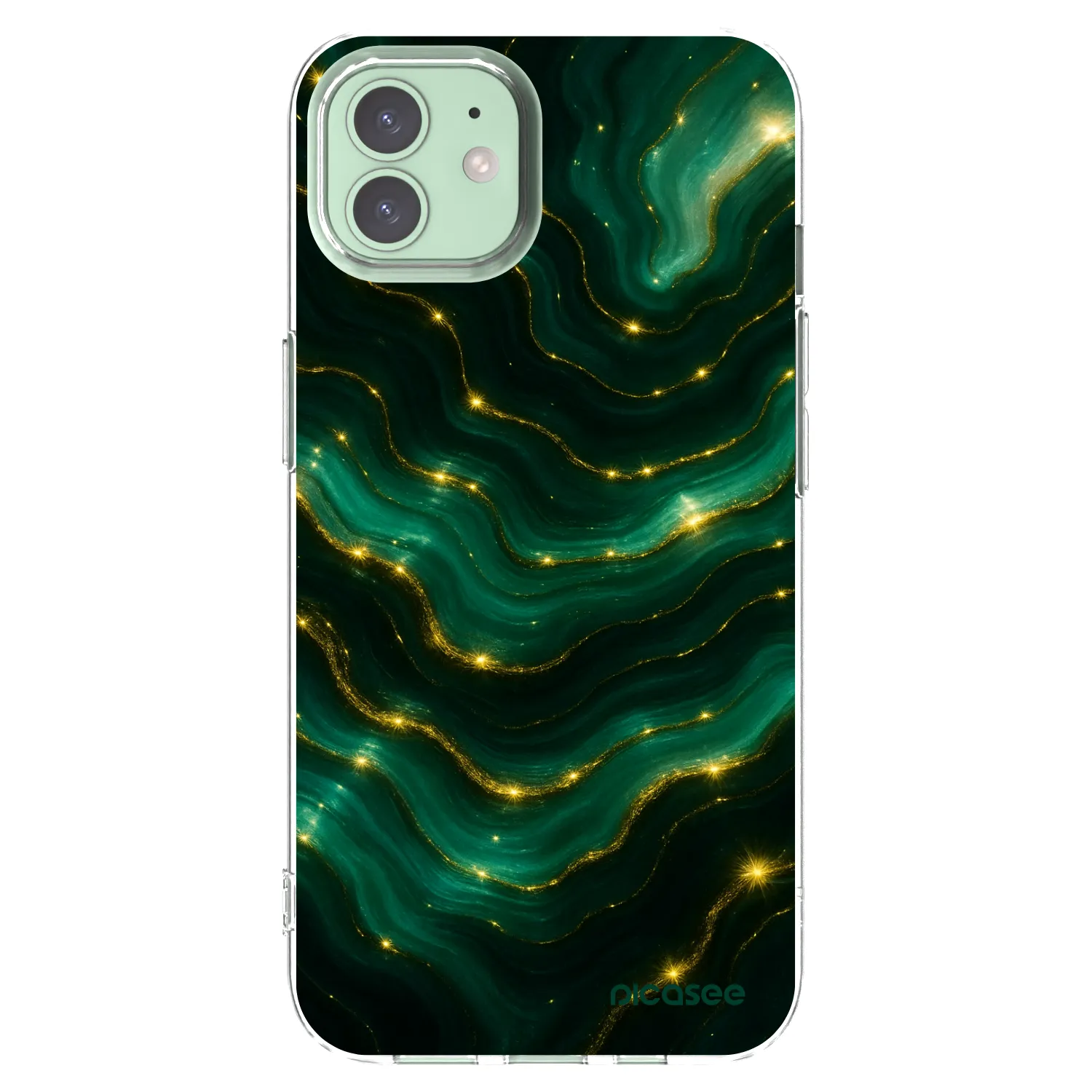 Picasee Apple iPhone 12 Hülle - Transparentes Silikon - Emerald