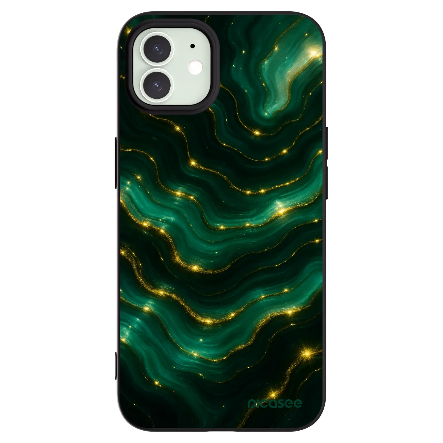 Picasee Apple iPhone 12 Pro Hülle - Schwarzes Silikon - Emerald
