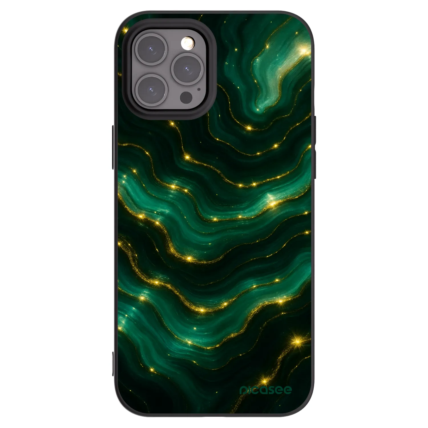 Picasee Apple iPhone 12 Pro Max Hülle - Schwarzes Silikon - Emerald
