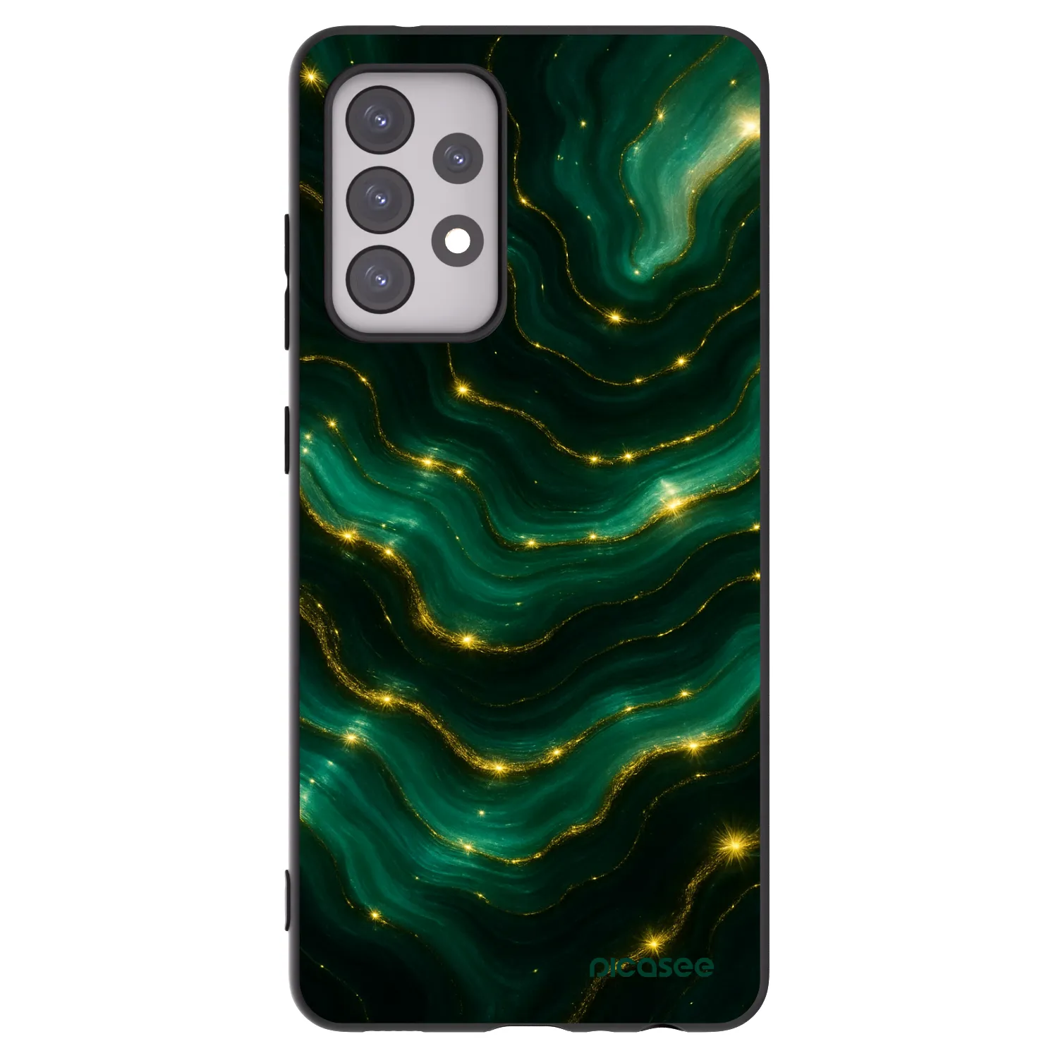 Picasee Samsung Galaxy A52 5G A525F Hülle - Schwarzes Silikon - Emerald