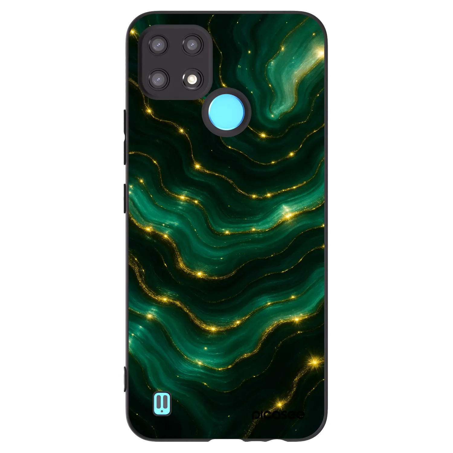 Picasee Realme C21 Hülle - Schwarzes Silikon - Emerald