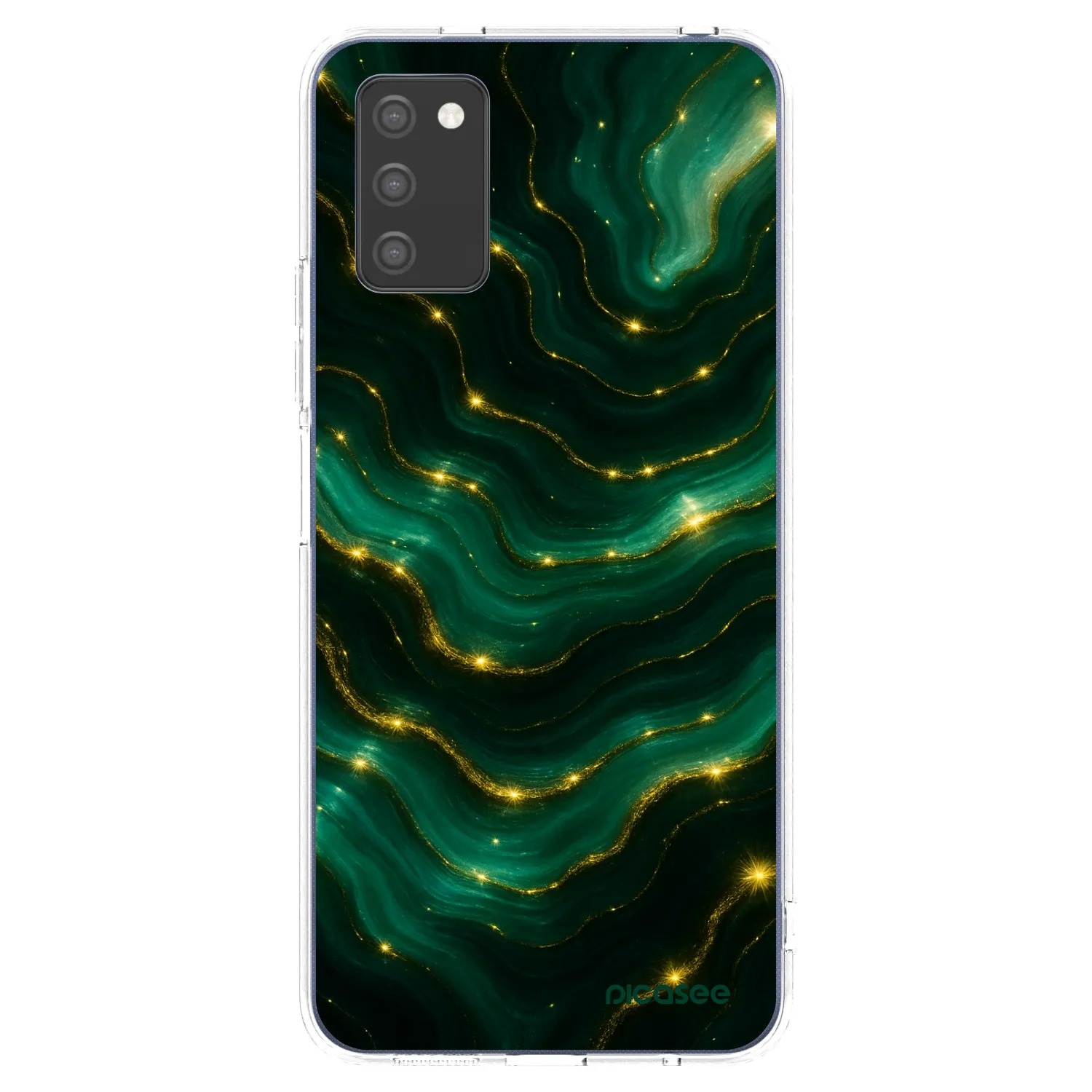 Picasee Samsung Galaxy A03s A037G Hülle - Transparentes Silikon - Emerald