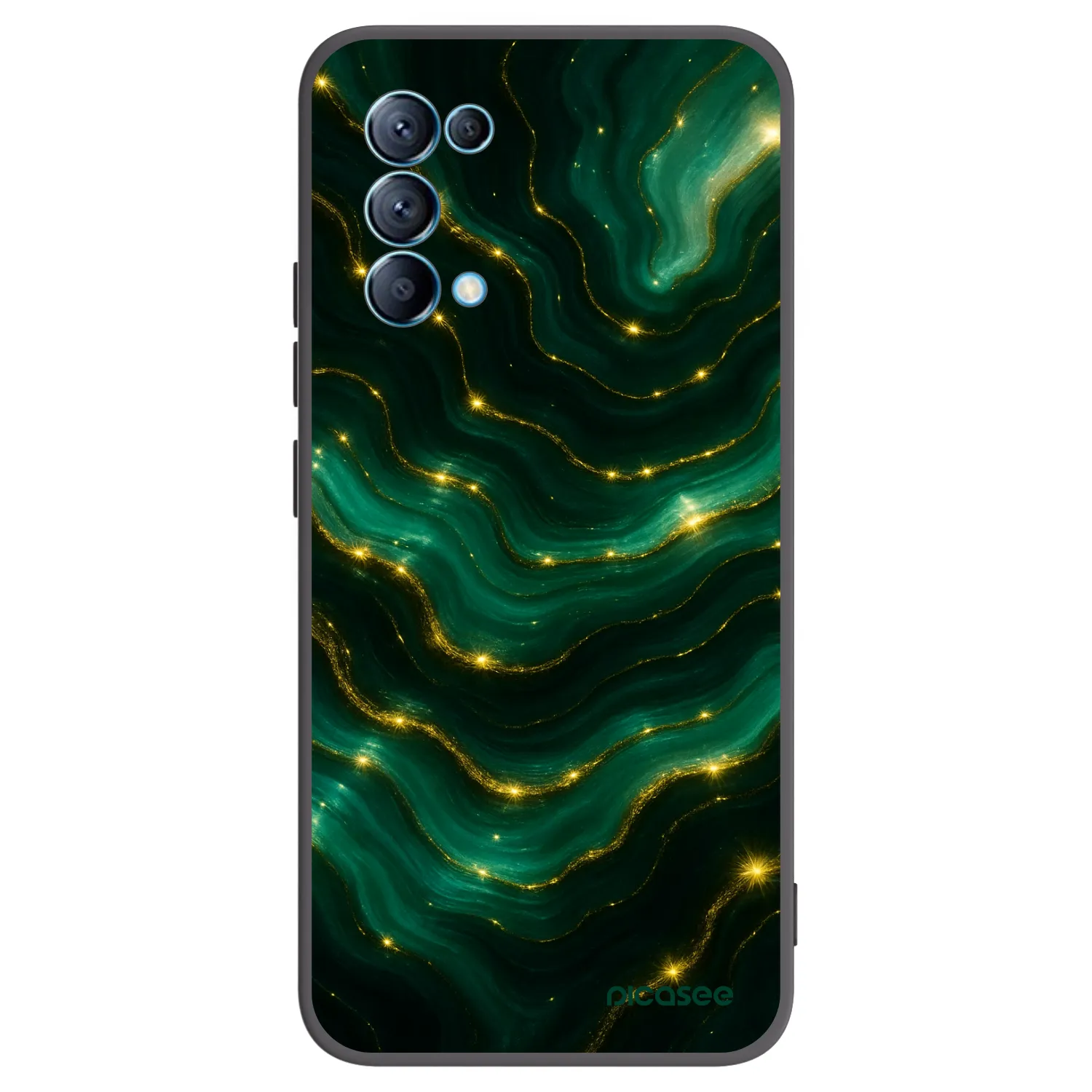 Picasee OPPO Reno 5 5G Hülle - Schwarzes Silikon - Emerald