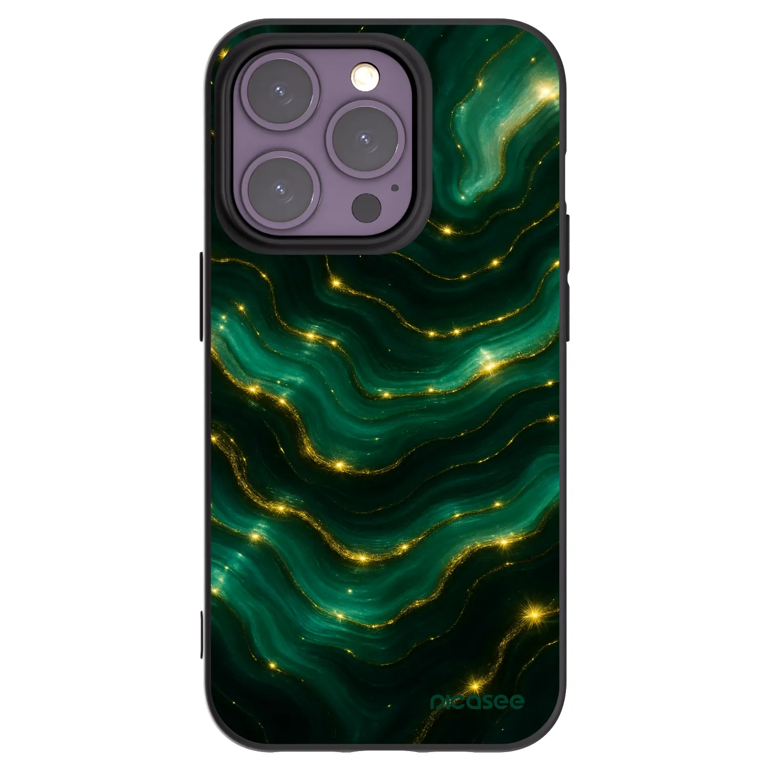 Picasee Apple iPhone 14 Pro Hülle - Schwarzes Silikon - Emerald
