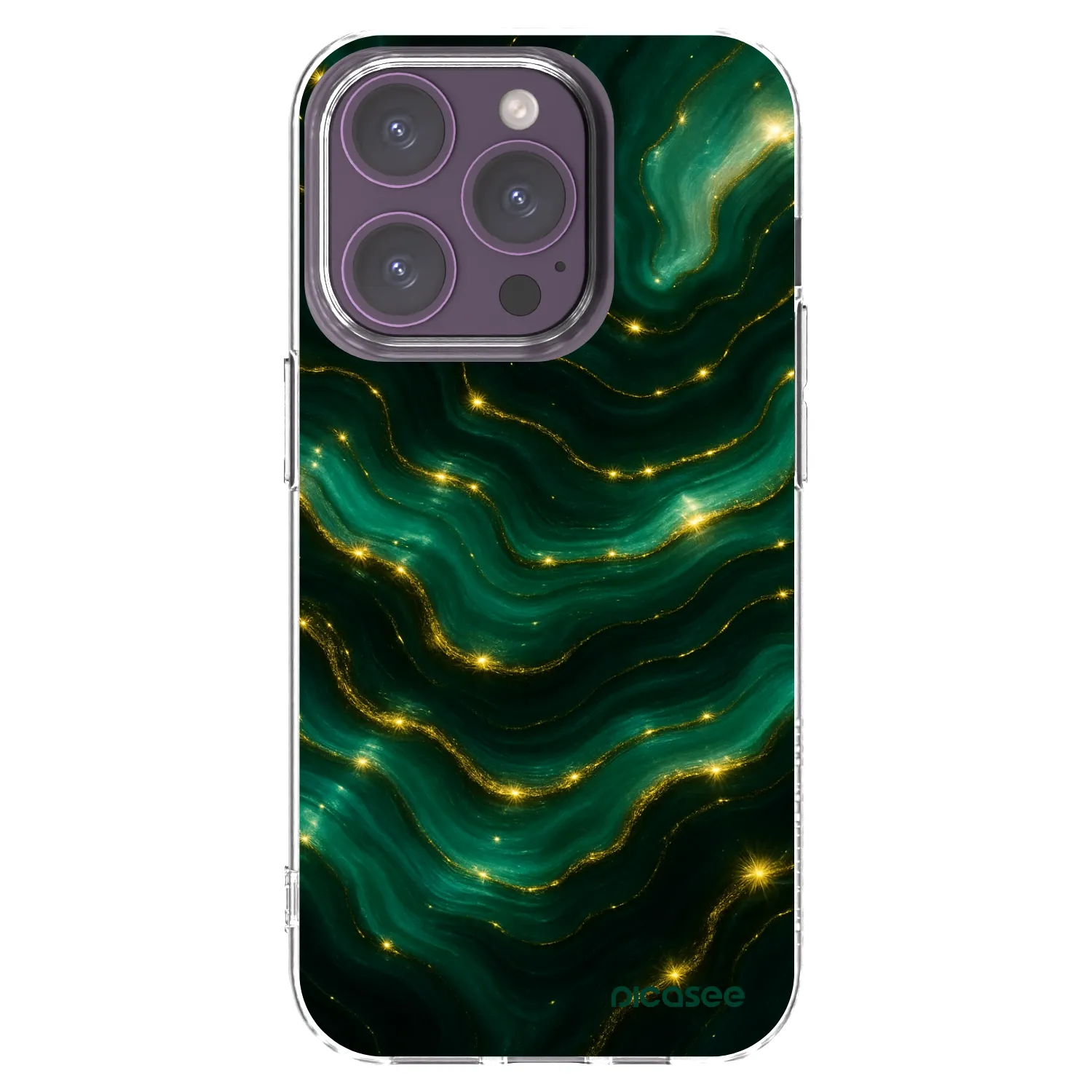 Picasee Apple iPhone 14 Pro Hülle - Transparentes Silikon - Emerald
