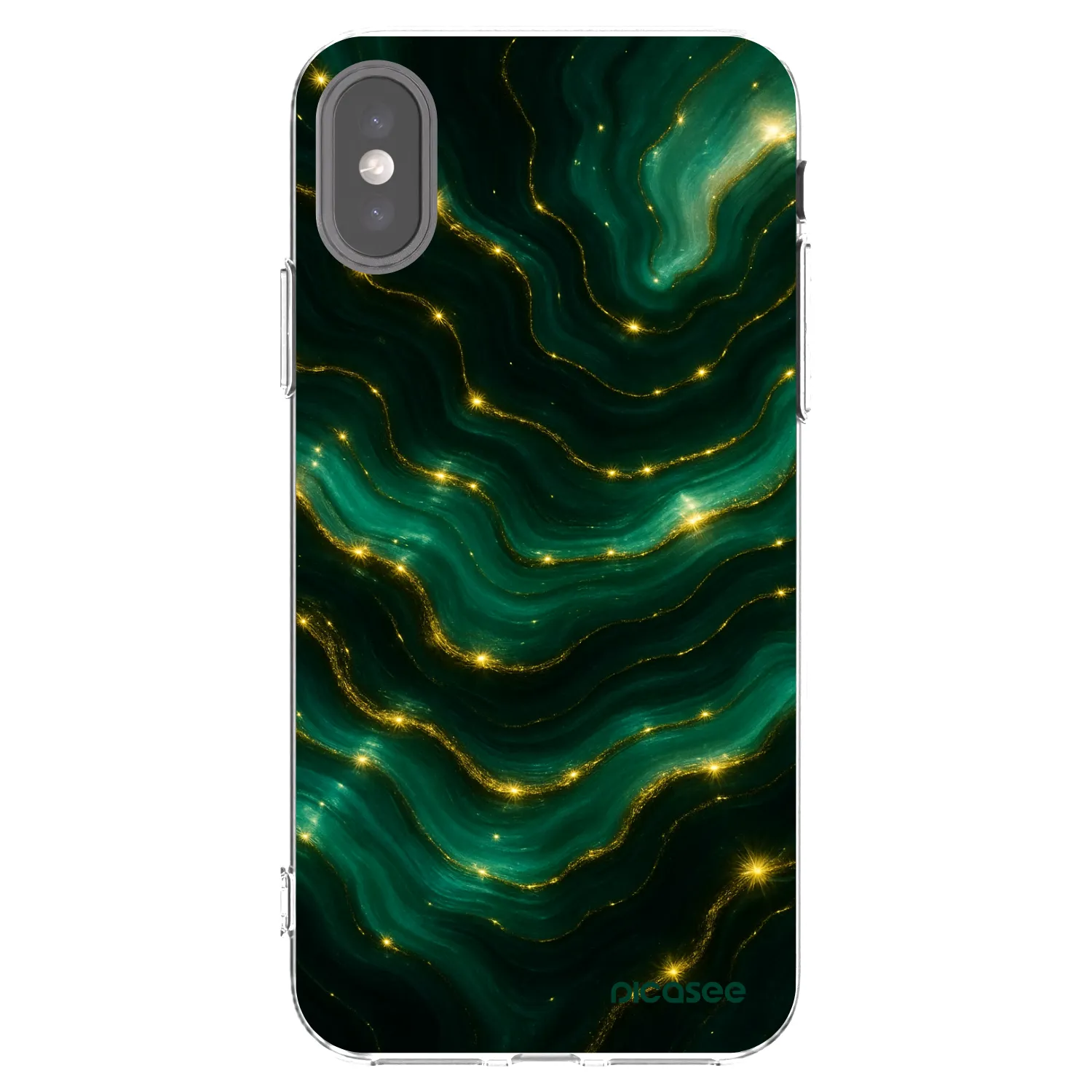 Picasee Apple iPhone X/XS Hülle - Transparentes Silikon - Emerald