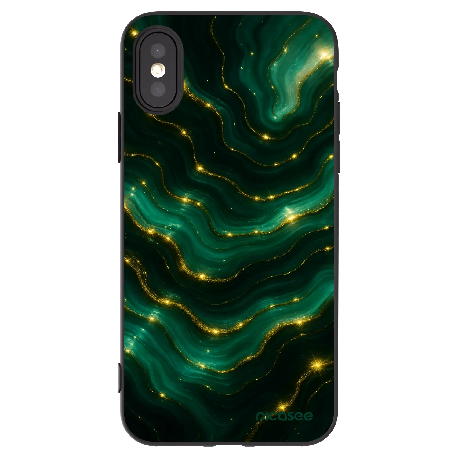Picasee Apple iPhone X/XS Hülle - Schwarzes Silikon - Emerald