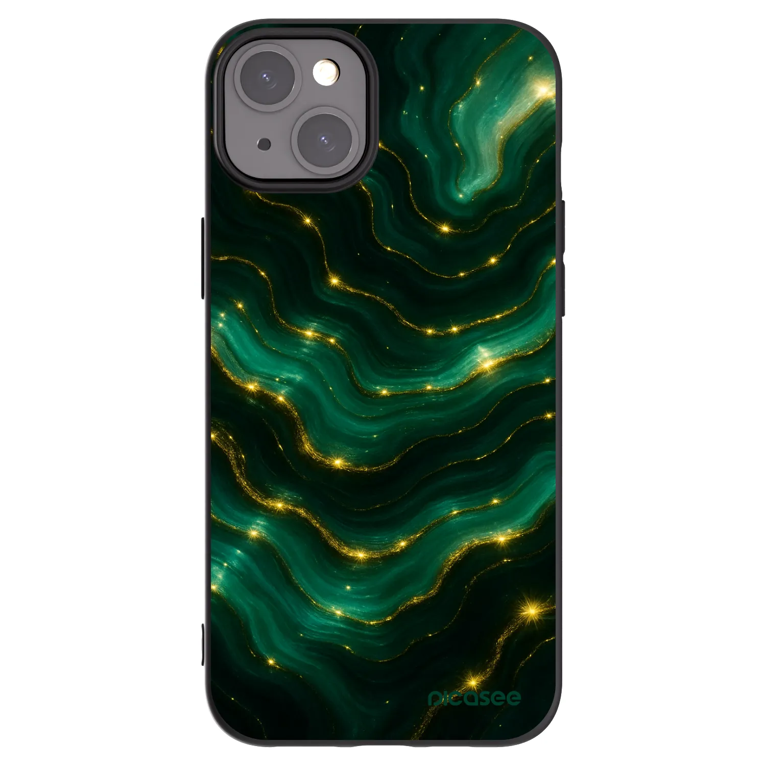 Picasee Apple iPhone 15 Plus Hülle - Schwarzes Silikon - Emerald