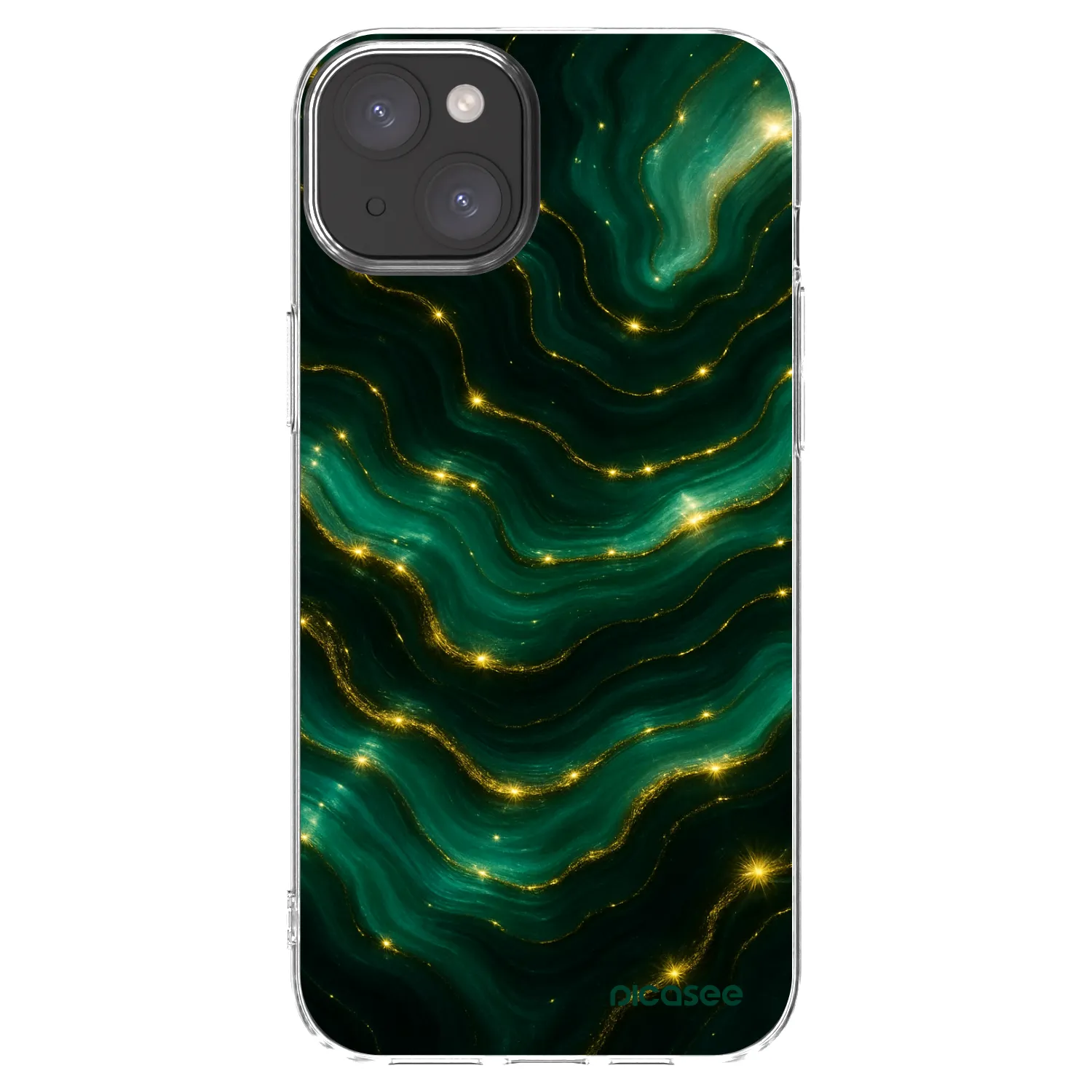 Picasee Apple iPhone 15 Plus Hülle - Transparentes Silikon - Emerald