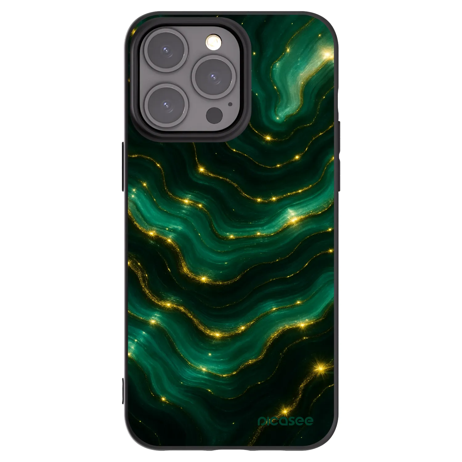 Picasee Apple iPhone 15 Pro Max Hülle - Schwarzes Silikon - Emerald