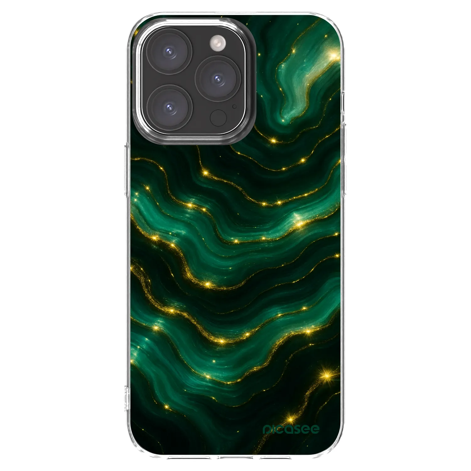 Picasee Apple iPhone 15 Pro Max Hülle - Transparentes Silikon - Emerald