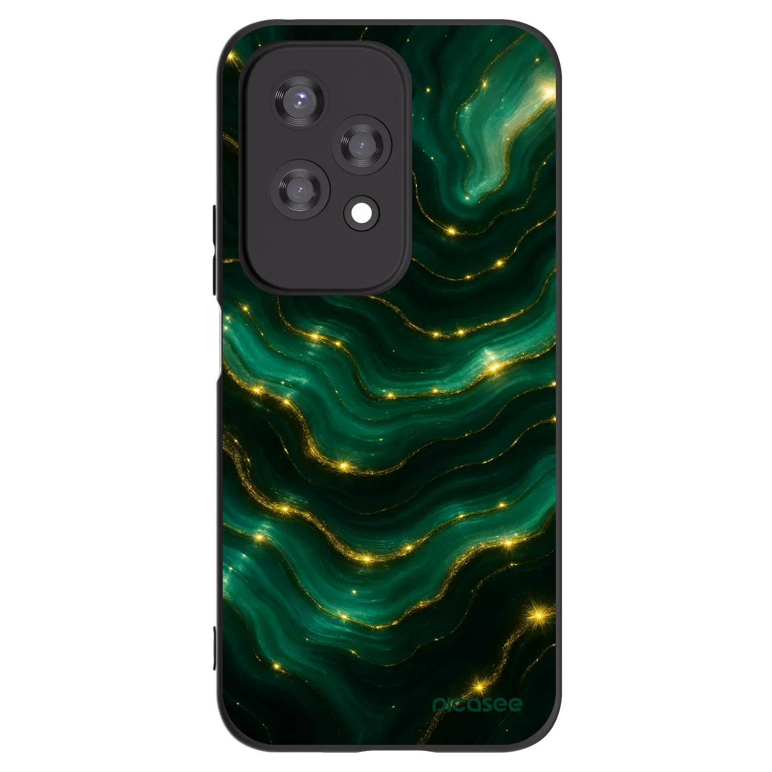 Picasee Honor 200 Lite Hülle - Schwarzes Silikon - Emerald