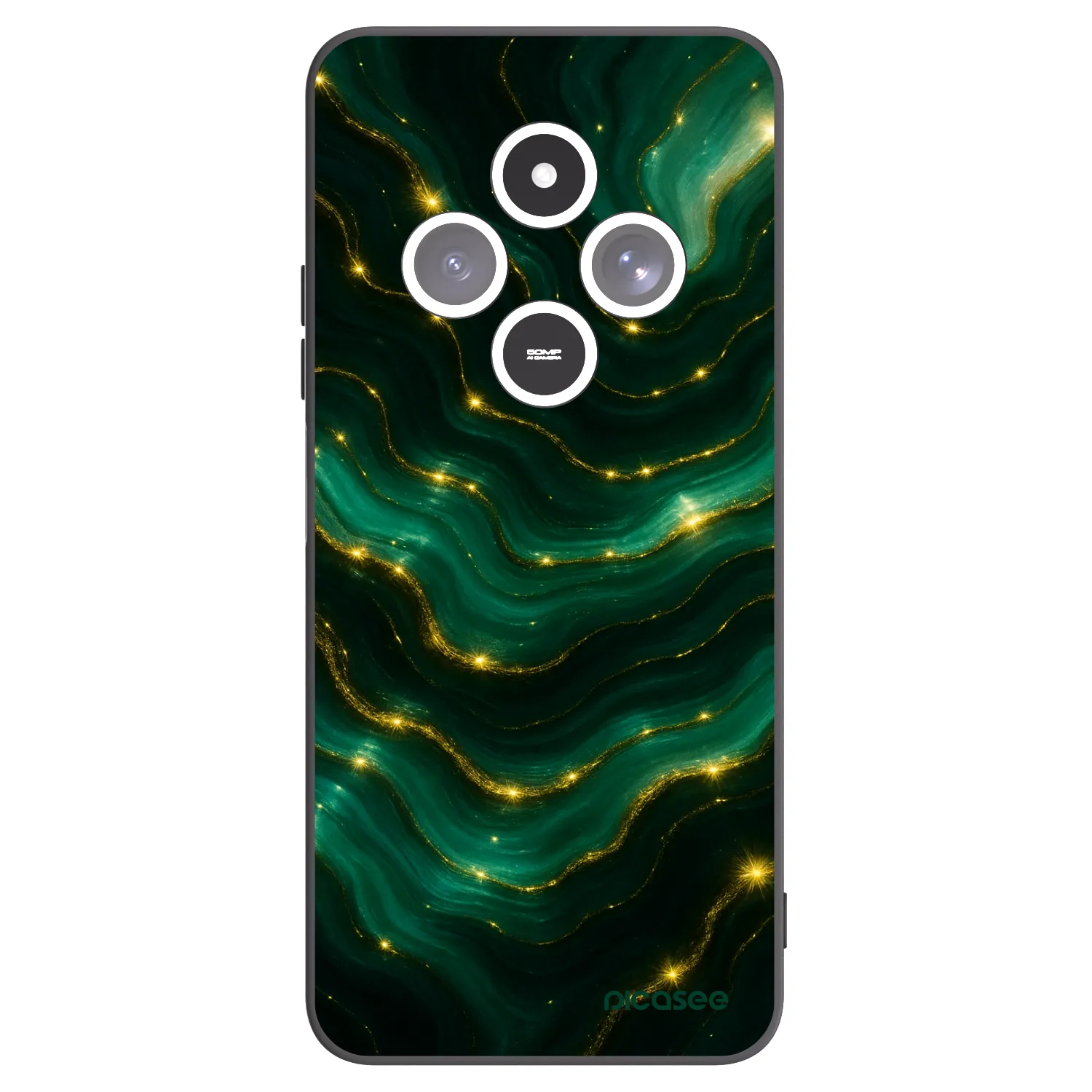 Picasee Xiaomi Redmi 14C Hülle - Schwarzes Silikon - Emerald
