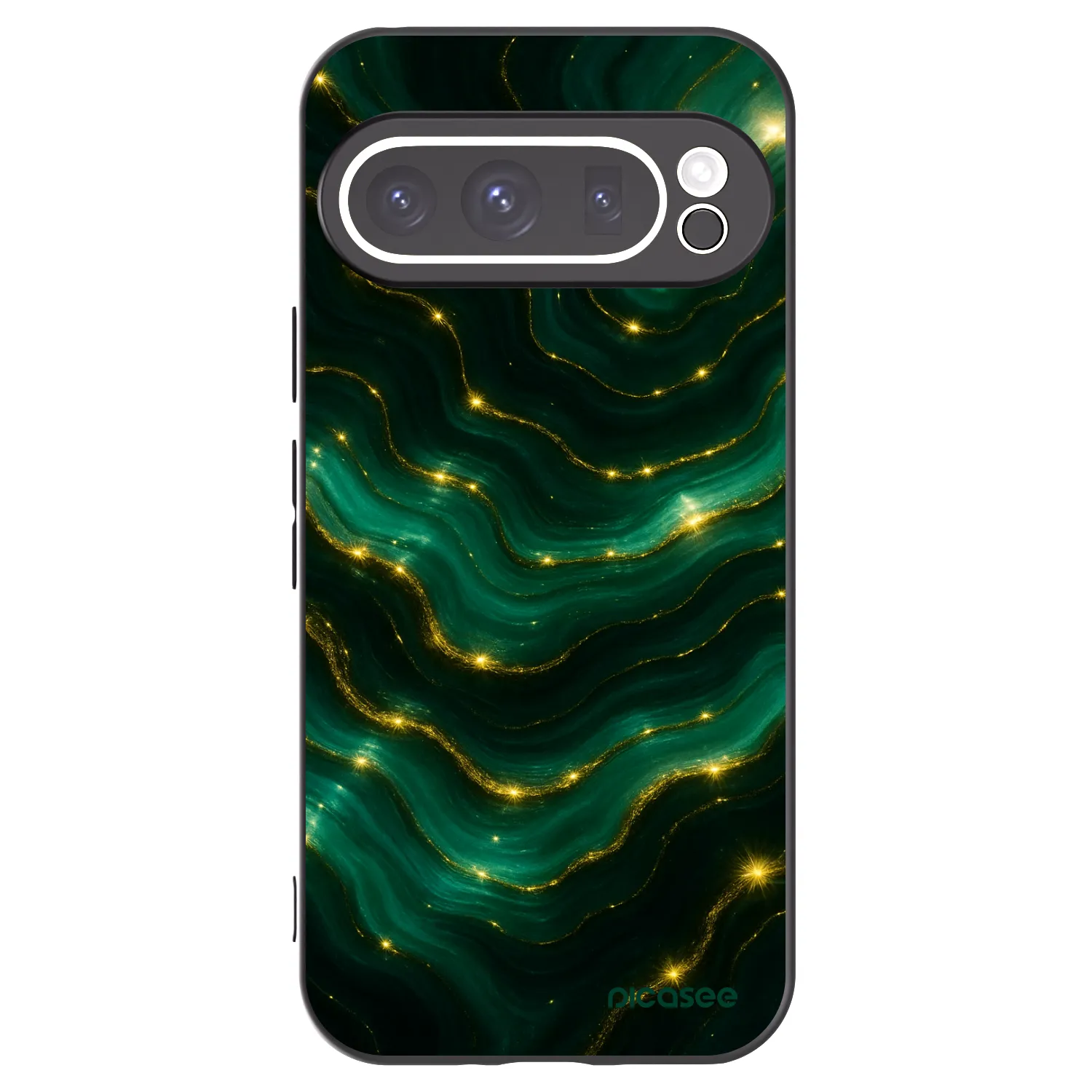 Picasee Google Pixel 9 Pro Hülle - Schwarzes Silikon - Emerald