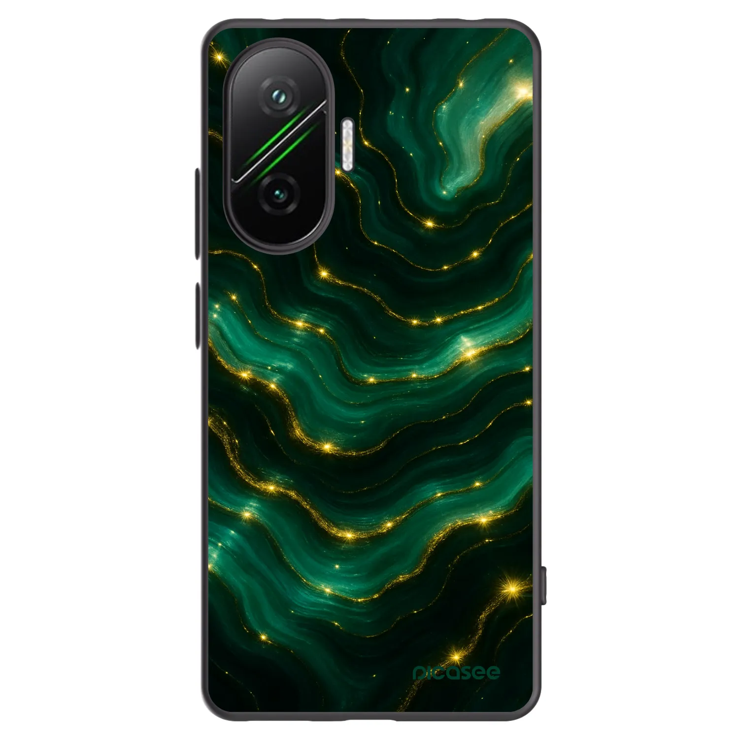 Picasee Xiaomi Poco F7 5G Hülle - Schwarzes Silikon - Emerald