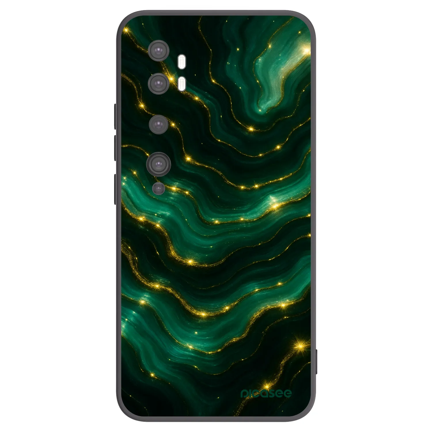 Picasee Xiaomi Mi Note 10 (Pro) Hülle - Schwarzes Silikon - Emerald