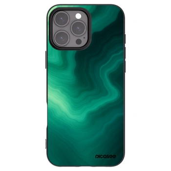 Picasee Apple iPhone 16 Pro Max Hülle - Schwarzes Silikon - Malachite