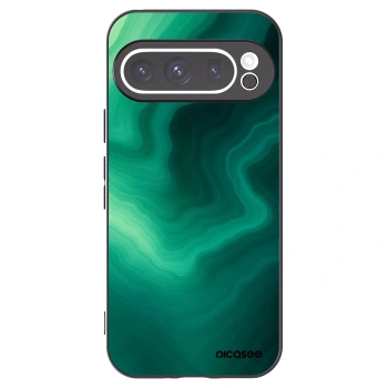 Picasee Google Pixel 9 Pro Hülle - Schwarzes Silikon - Malachite