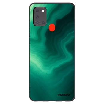 Picasee Samsung Galaxy A21s Hülle - Schwarzes Silikon - Malachite