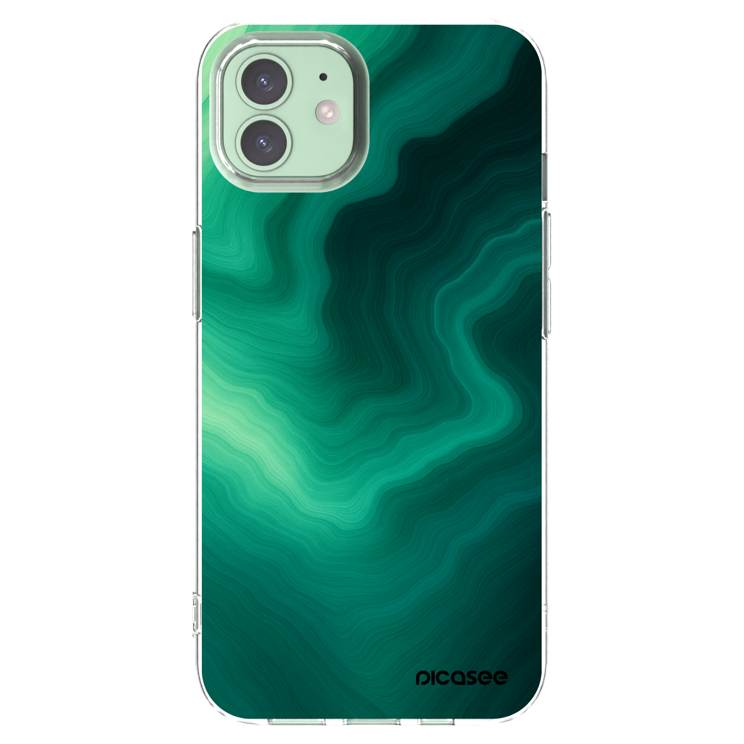 Picasee Apple iPhone 12 Pro Hülle - Transparentes Silikon - Malachite