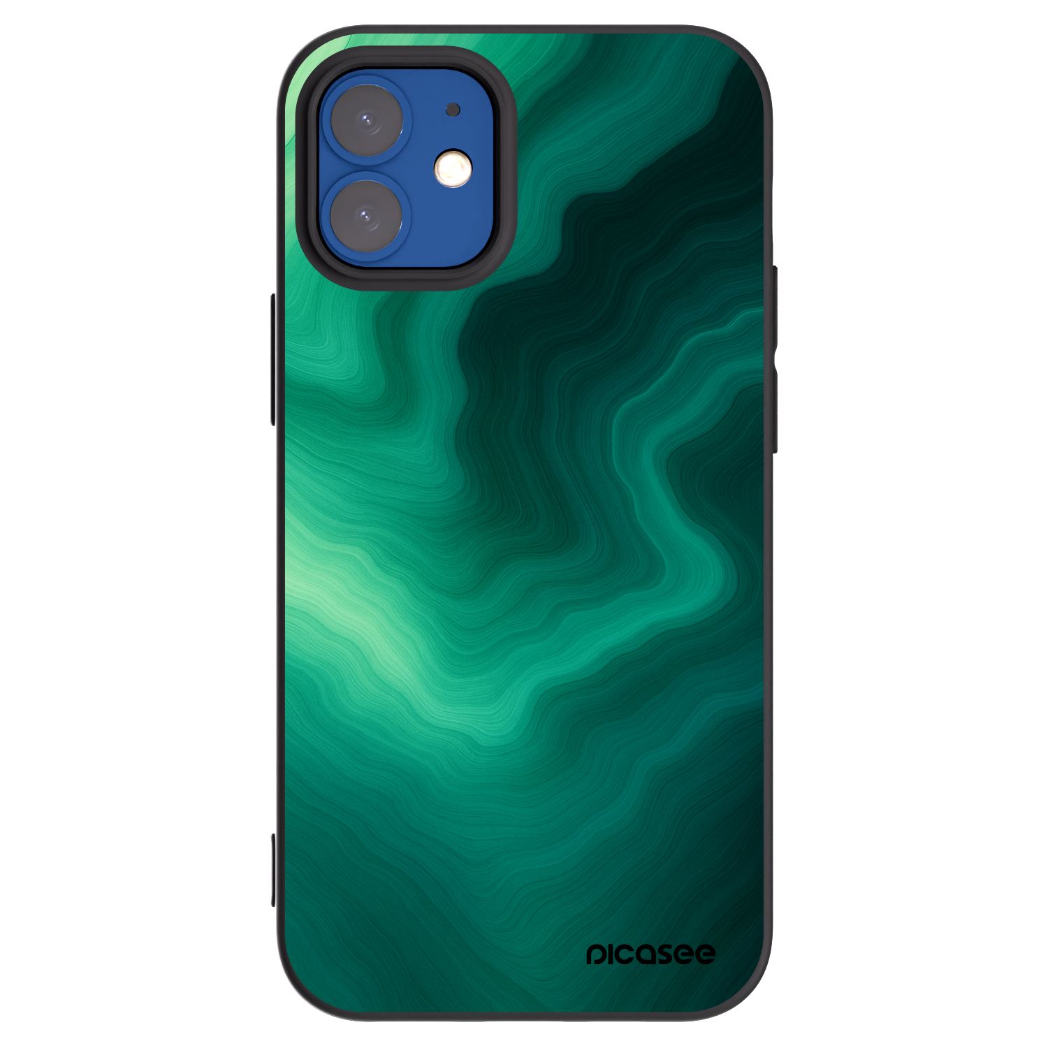 Picasee Apple iPhone 12 mini Hülle - Schwarzes Silikon - Malachite