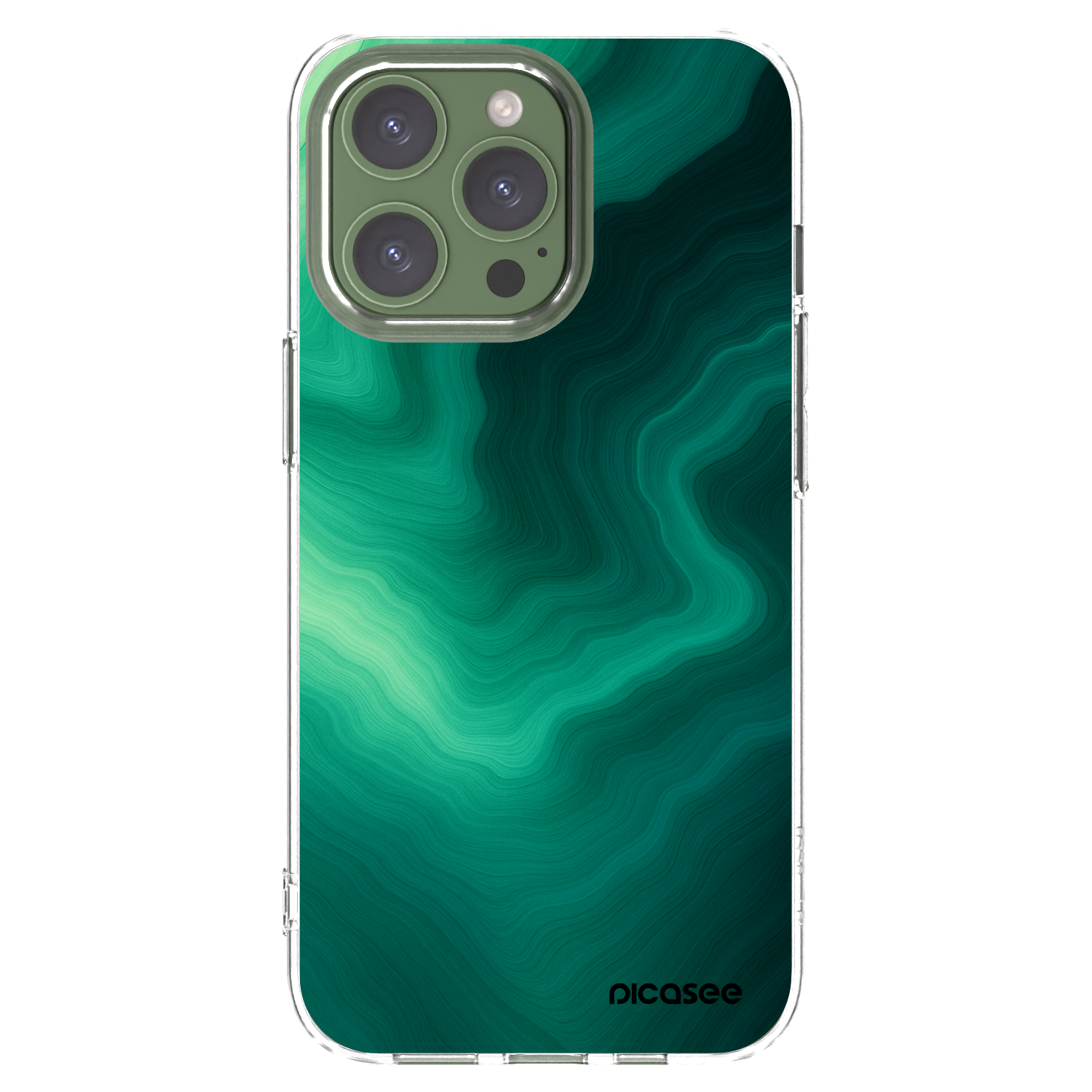 Picasee Apple iPhone 13 Pro Hülle - Transparentes Silikon - Malachite