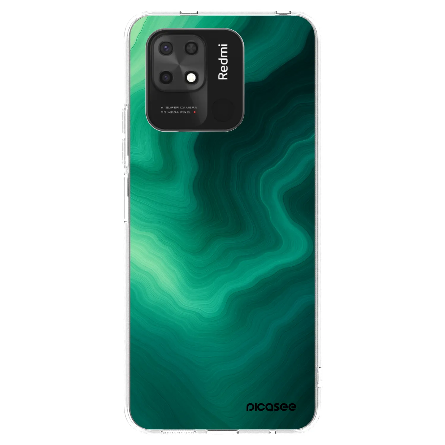 Picasee Xiaomi Redmi 10C Hülle - Transparentes Silikon - Malachite