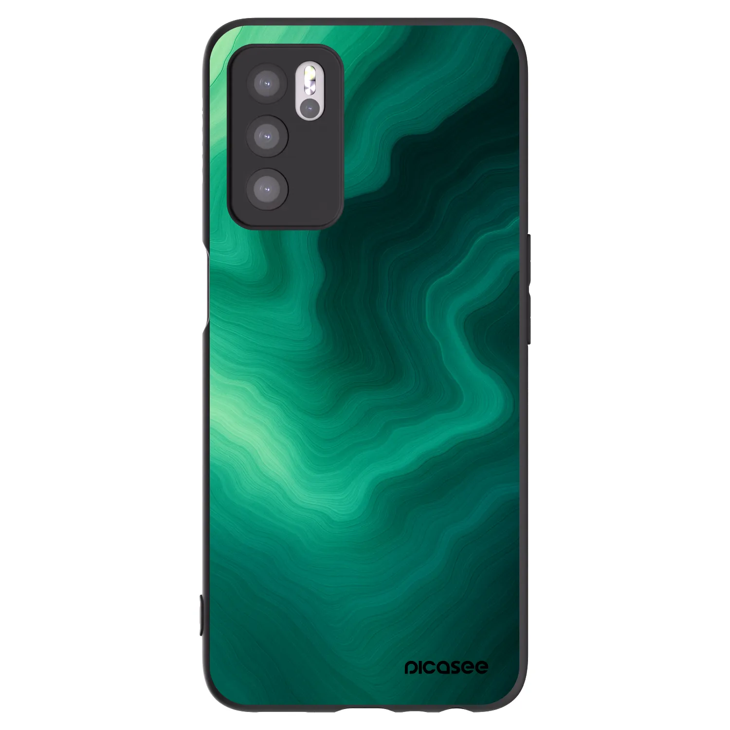 Picasee OPPO A16 Hülle - Schwarzes Silikon - Malachite