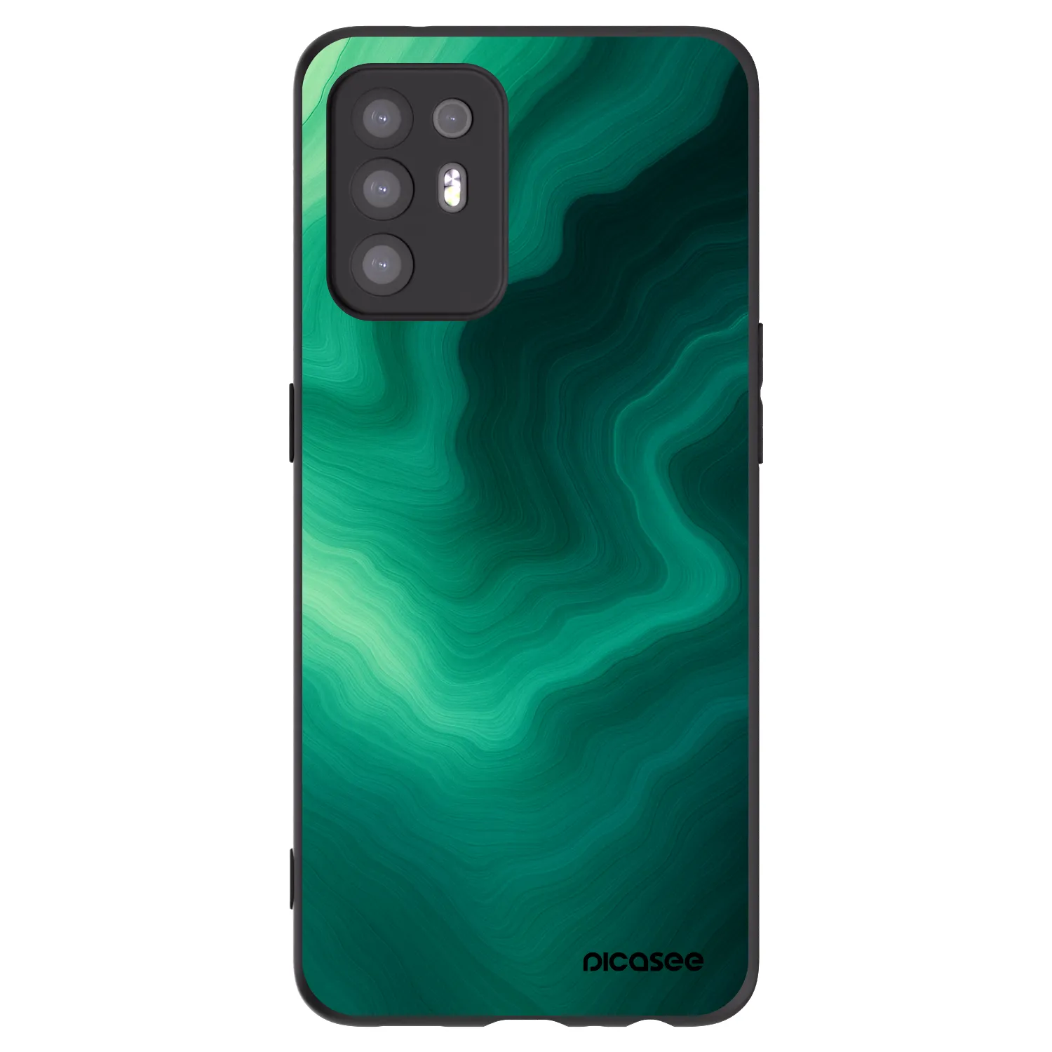 Picasee OPPO A94 5G Hülle - Schwarzes Silikon - Malachite