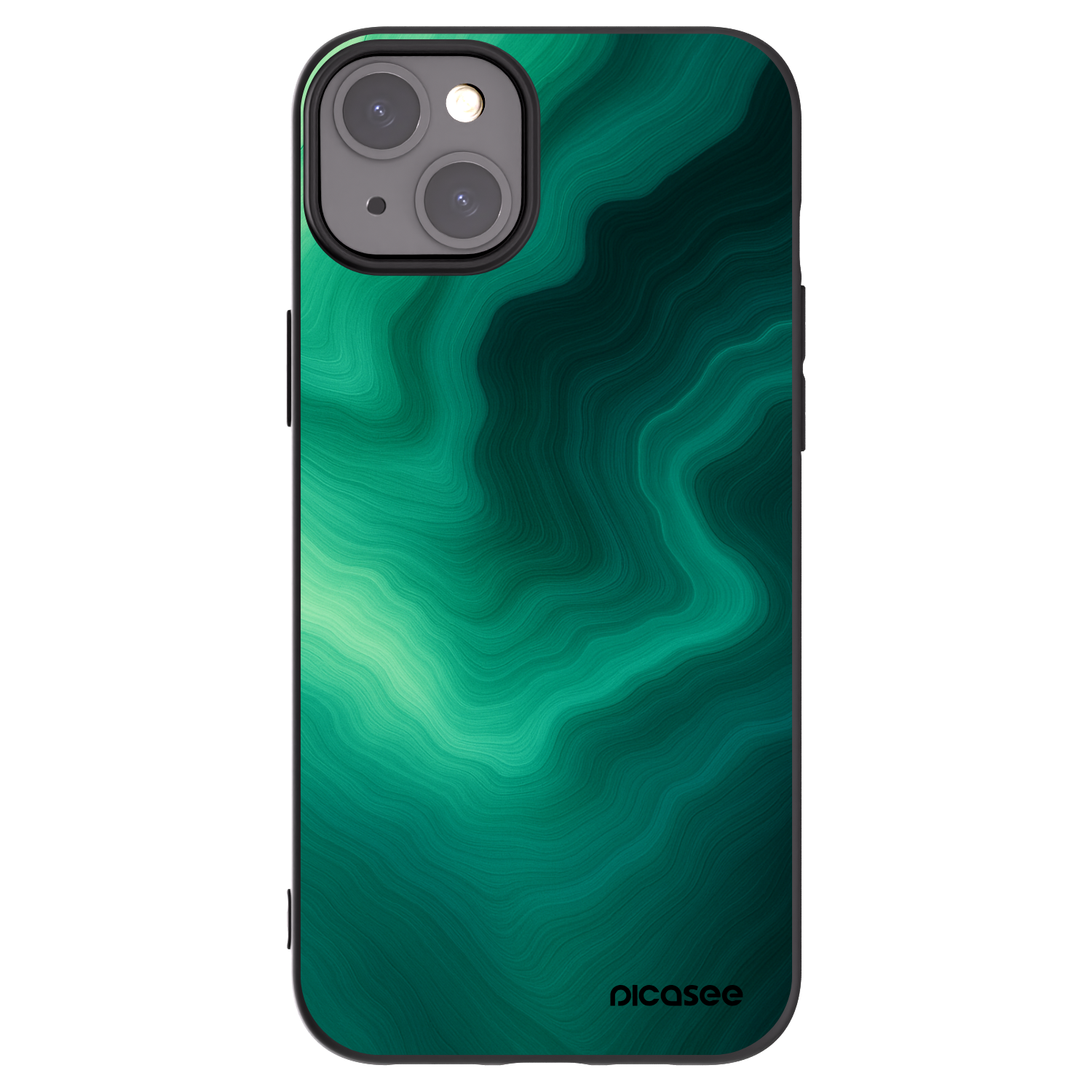Picasee Apple iPhone 15 Plus Hülle - Schwarzes Silikon - Malachite