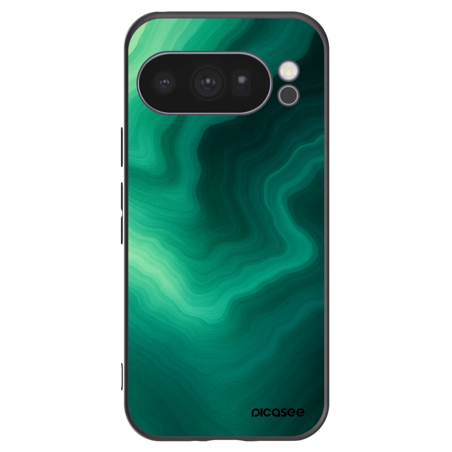 Picasee Google Pixel 10 Pro Hülle - Schwarzes Silikon - Malachite