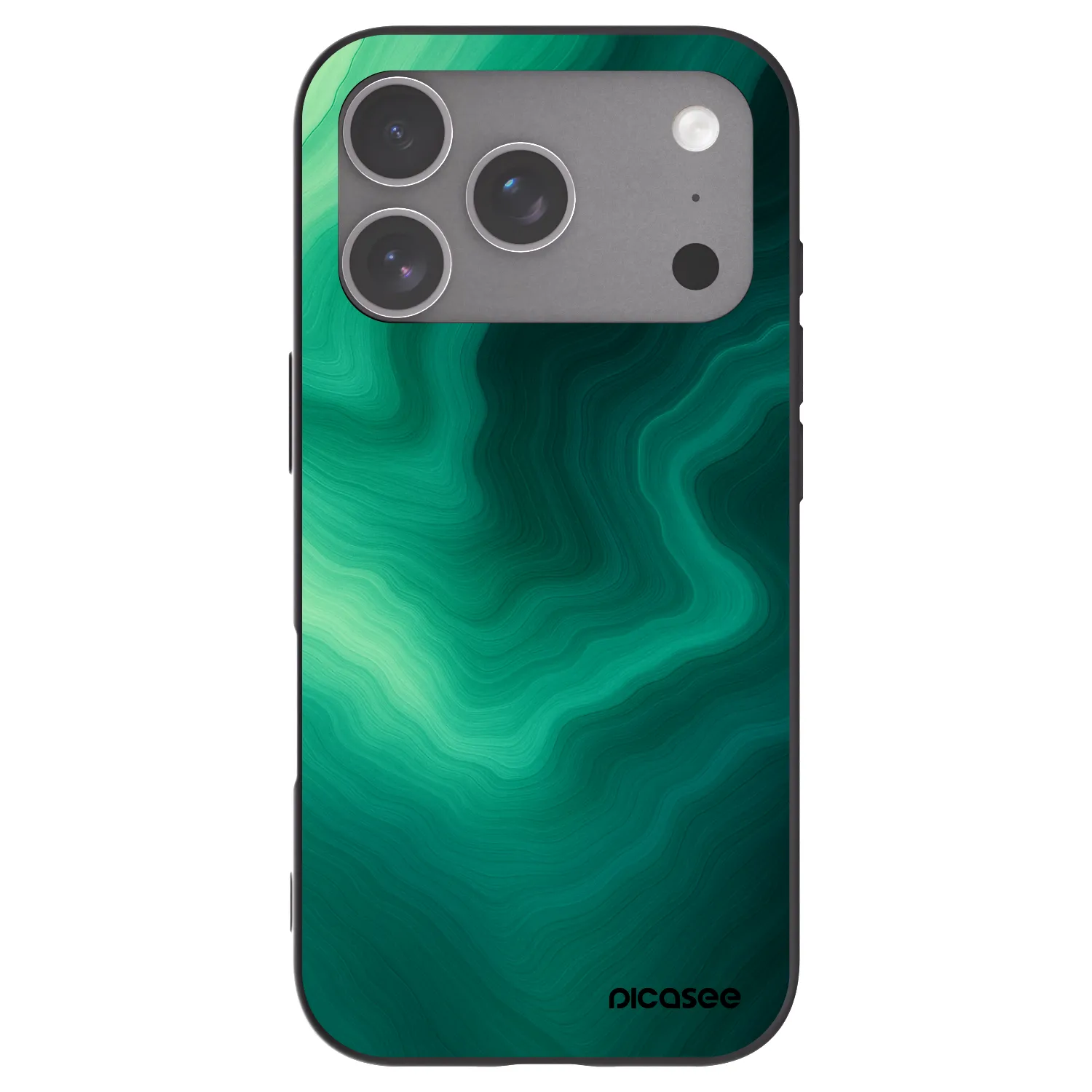 Picasee Apple iPhone 18 Pro Hülle - Schwarzes Silikon - Malachite
