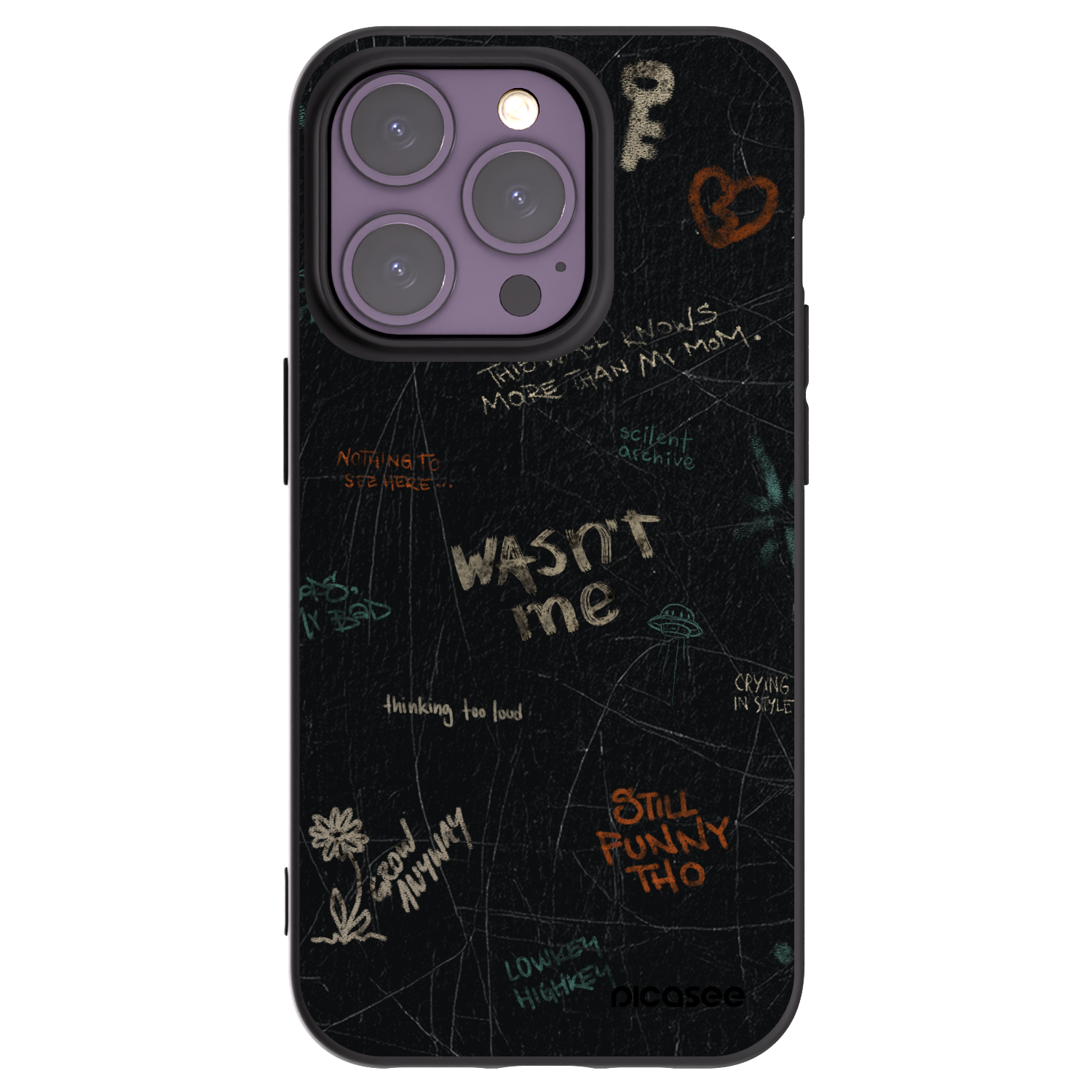 Picasee Apple iPhone 14 Pro Hülle - Schwarzes Silikon - CONFESSION