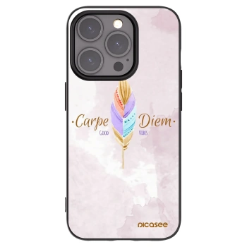 Picasee Apple iPhone 15 Pro Hülle - Schwarzes Silikon - Genieße den Tag