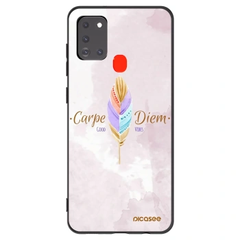 Picasee Samsung Galaxy A21s Hülle - Schwarzes Silikon - Genieße den Tag