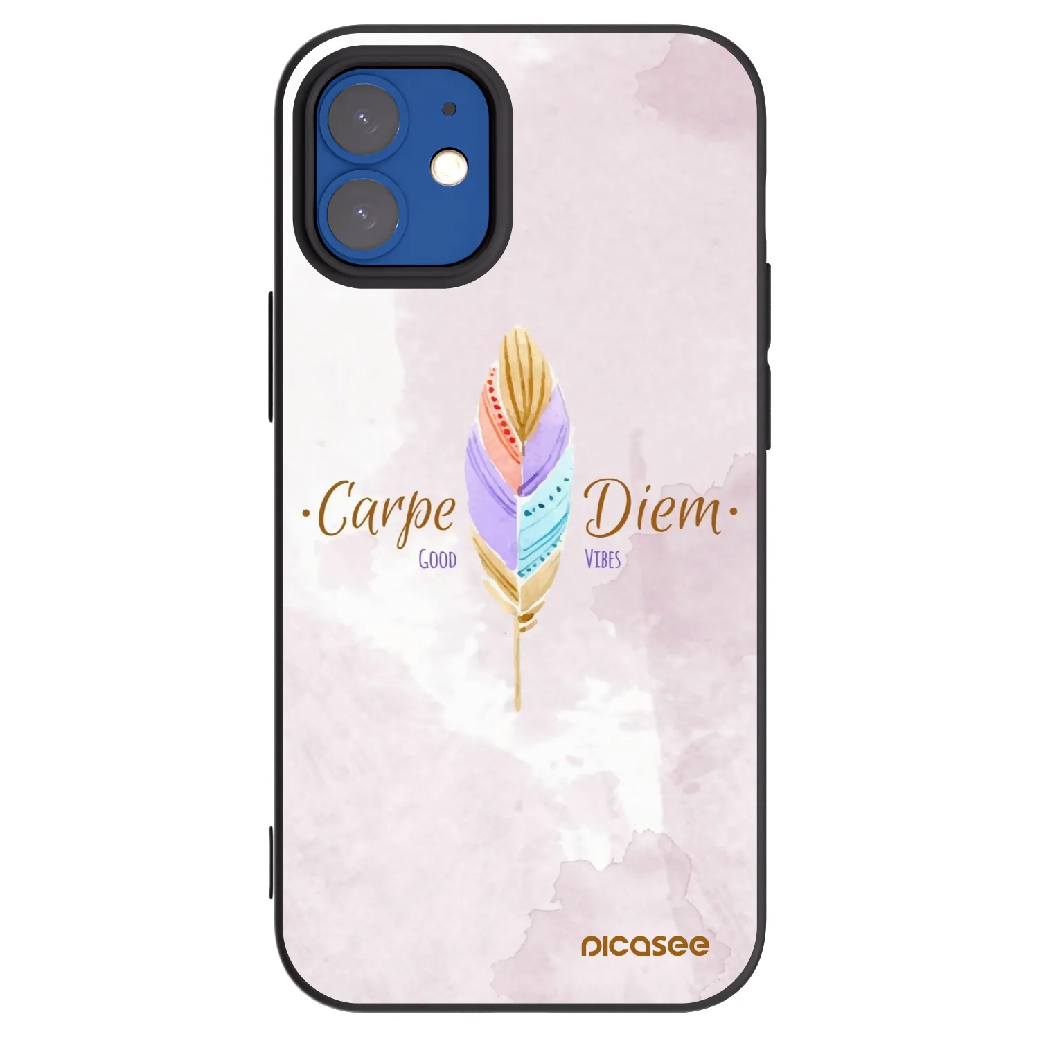 Picasee Apple iPhone 12 mini Hülle - Schwarzes Silikon - Genieße den Tag