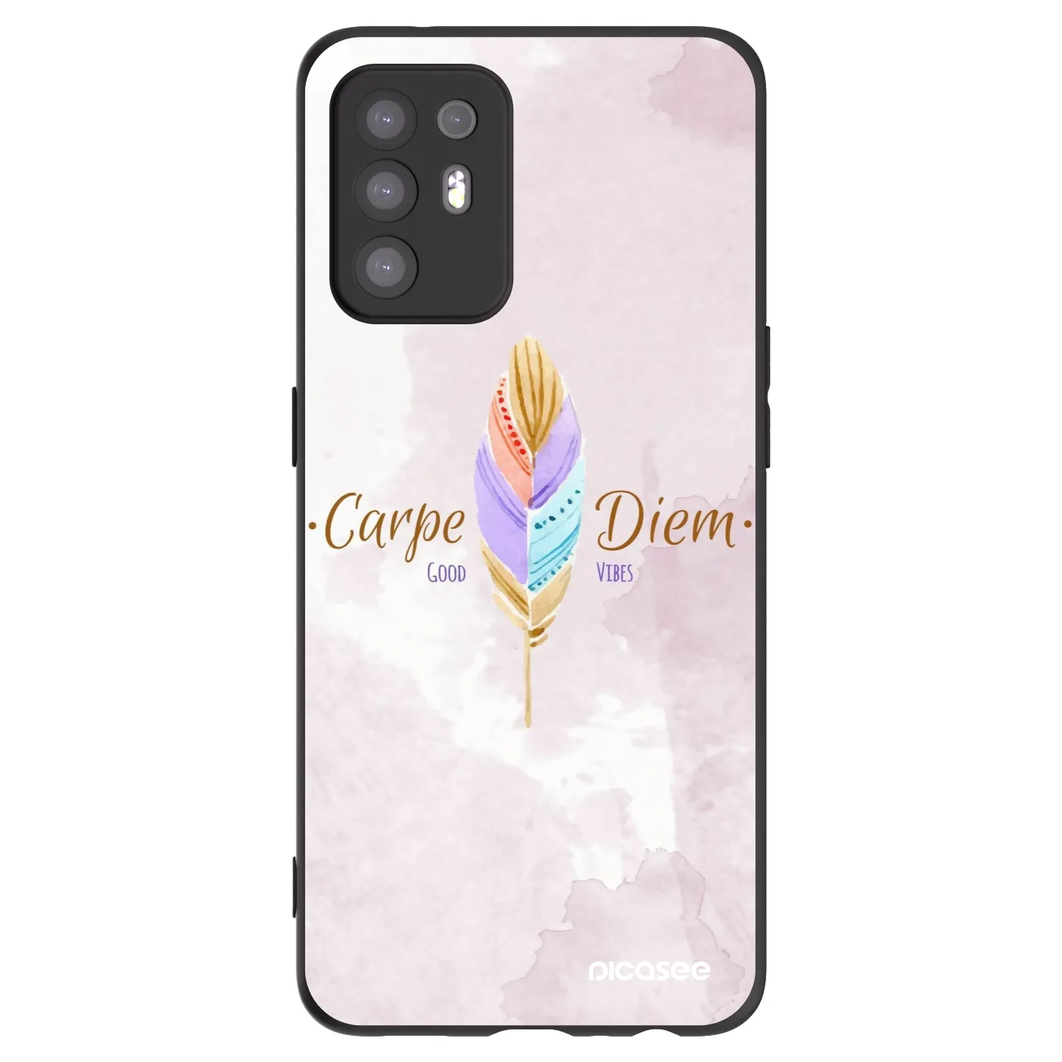 Picasee OPPO A94 5G Hülle - Schwarzes Silikon - Genieße den Tag